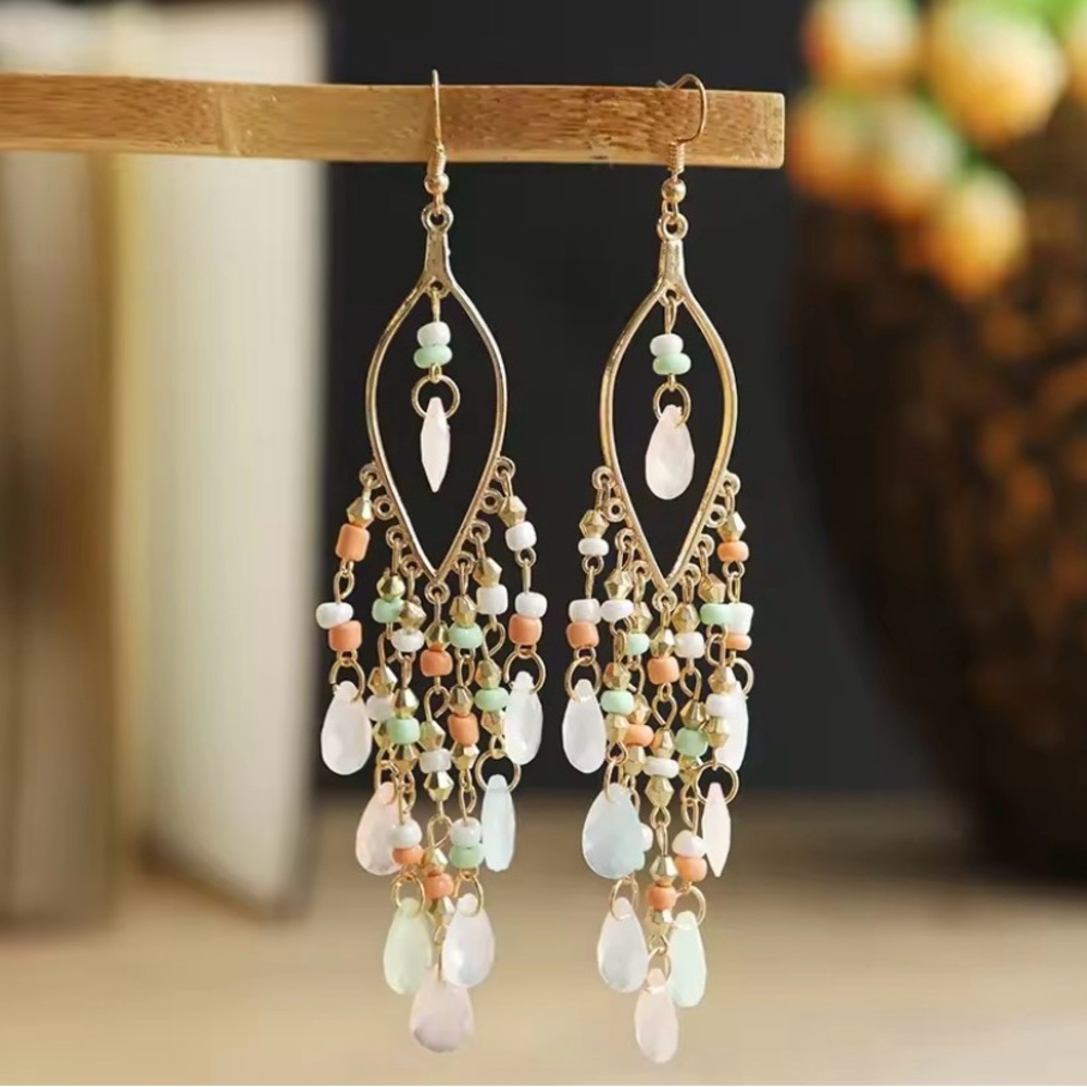 Natural Stone Drop Earrings 14K Gold Filled